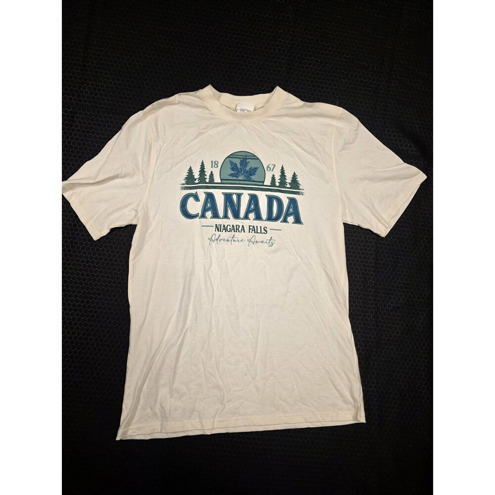 Northern Souvenirs Graphic Print Crew Neck T-Shirt Canada Niagara Falls White M…